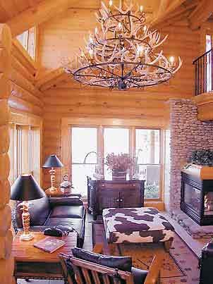 Living Room on Jim Barna Log Home  Living Room